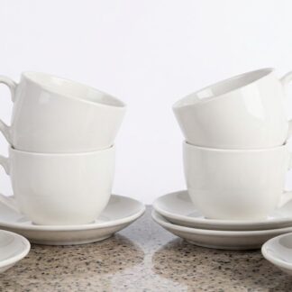 220ML Elegant white cup & saucer 6+6